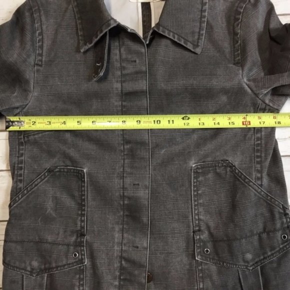 J Crew Gray Denim Style Trench Utility Jacket - Picture 7 of 8